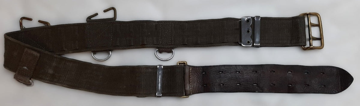 Vintage Belt Webbing Load Carry / Canvas / Leather WaistBelt Max 42"