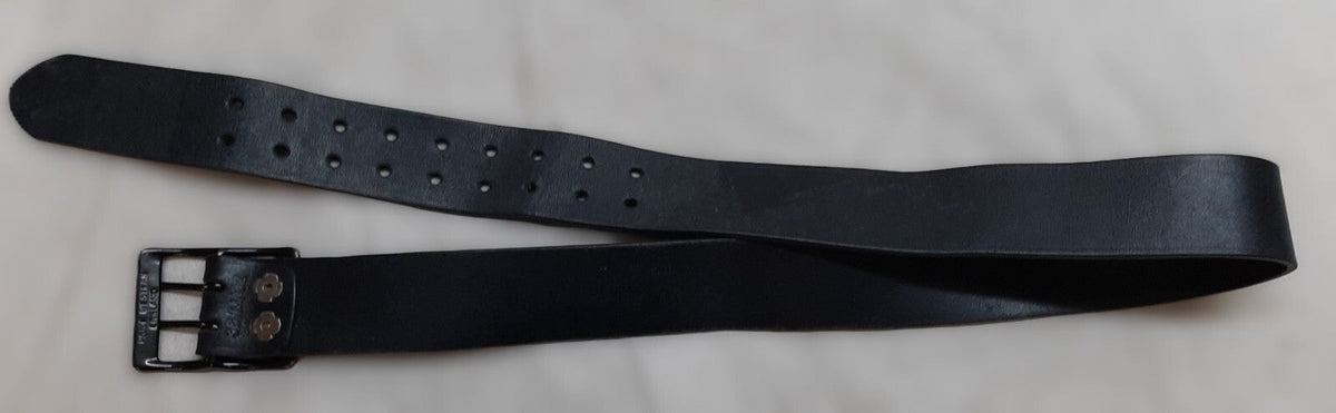 Vintage Leather Belt Solid Brass Double Prong Painted Buckle 49mm Wide Size 41"