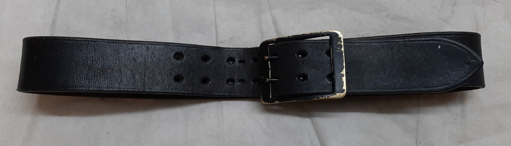 Vintage Leather Belt Solid Brass Double Prong Painted Buckle 1 3/4 Wide Size 36"
