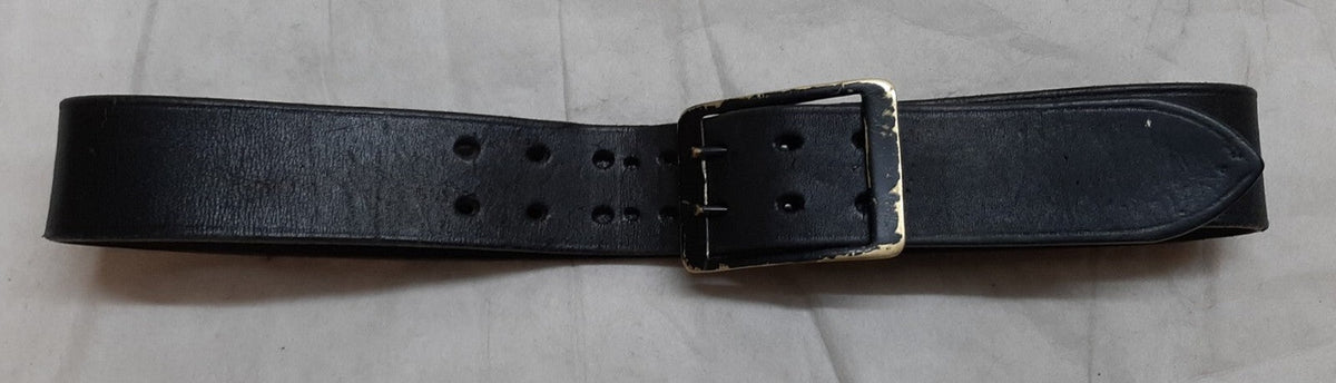 Vintage Leather Belt Solid Brass Double Prong Painted Buckle 1 3/4 Wide Size 36"