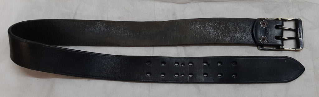 Vintage Leather Belt Solid Brass Double Prong Painted Buckle 1 3/4 Wide Size 36"