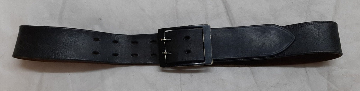 Vintage Leather Belt Solid Brass Double Prong Painted Buckle 1 3/4 Wide Size 38"