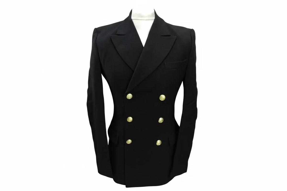 Retro Vintage Blazer Double Breasted Jacket with Anchor Buttons British Naval Pattern