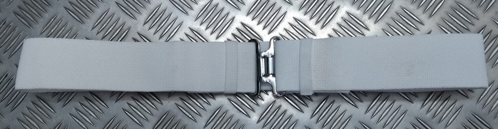 White Courlene Parade Belt With Chrome Buckle