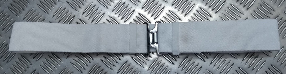 White Courlene Parade Belt With Chrome Buckle