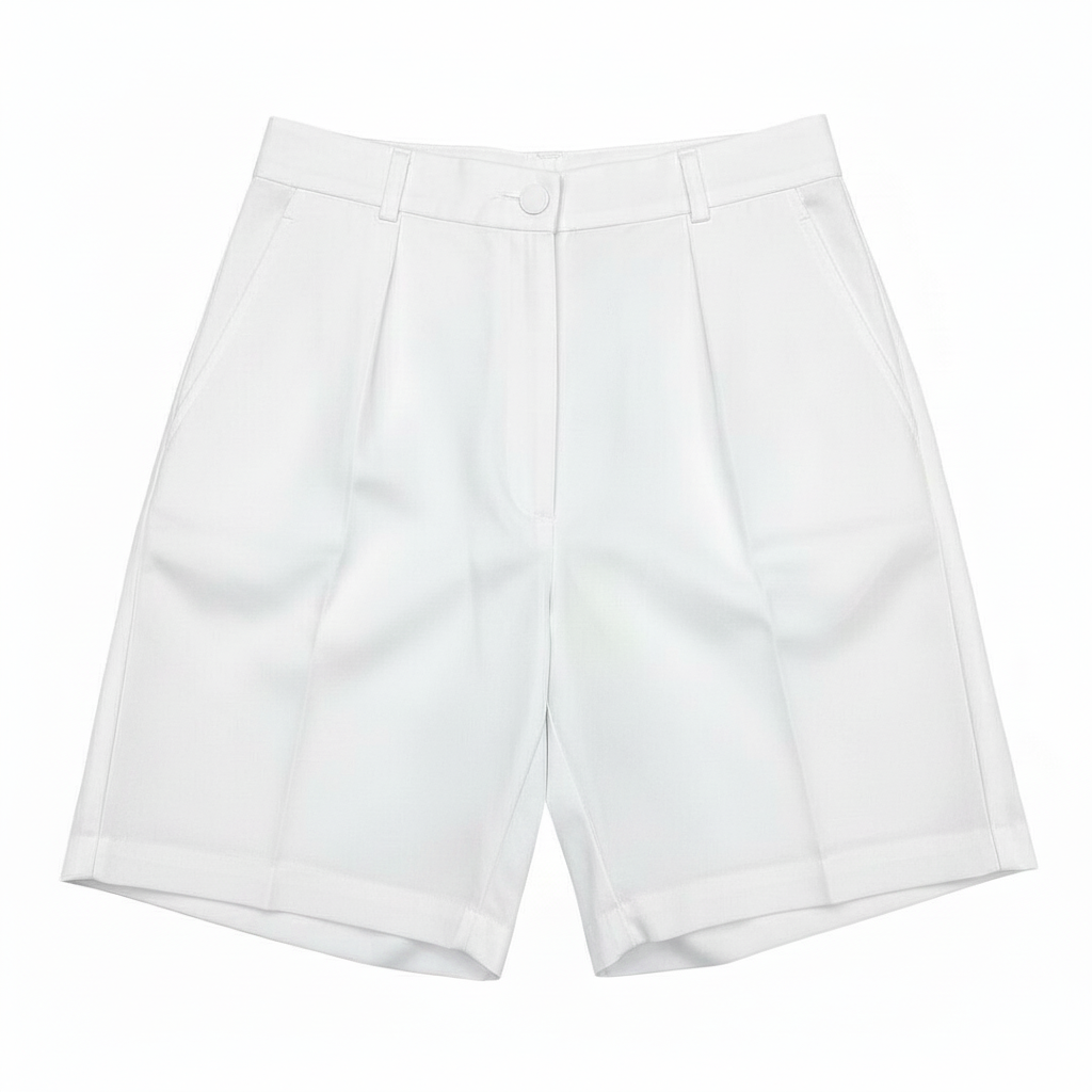 White Shorts White Button