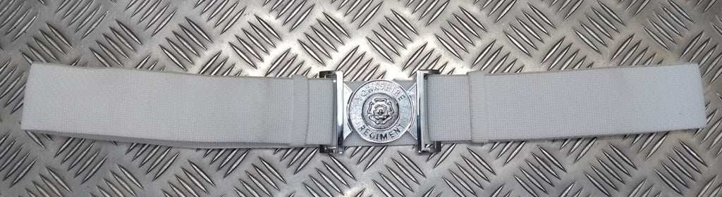 Yorks Belt White Yorkshire Regiment Courlene Belt & Chrome Buckle 44"