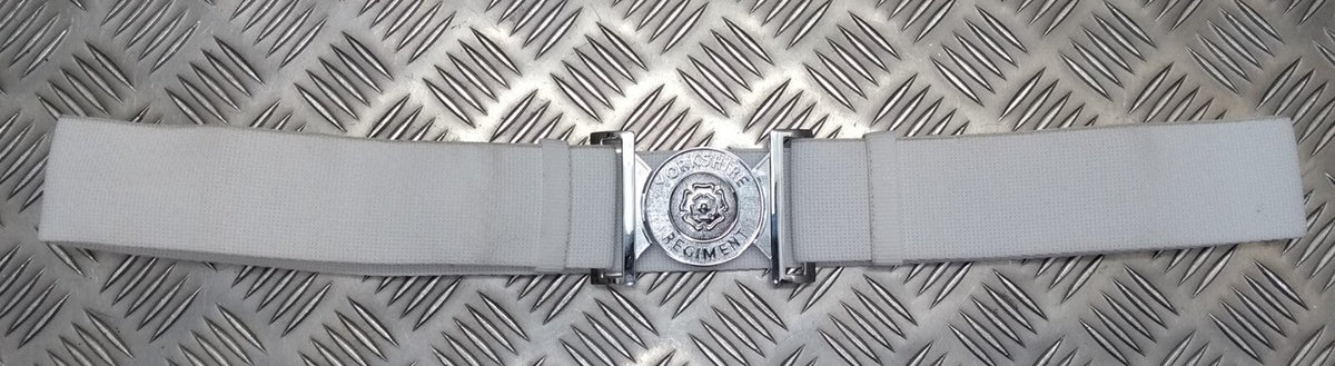 Yorks Belt White Yorkshire Regiment Courlene Belt & Chrome Buckle 44"